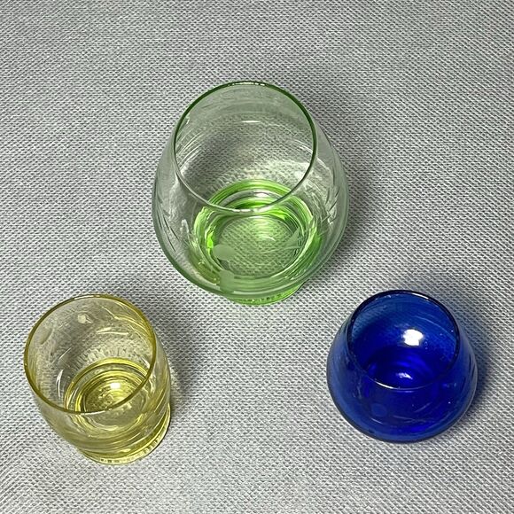 Vintage Lot 3 Pioneer Willow Moon Schnapps Glass Etched Dot Pattern 1945 MCM-UV - Picture 3 of 10